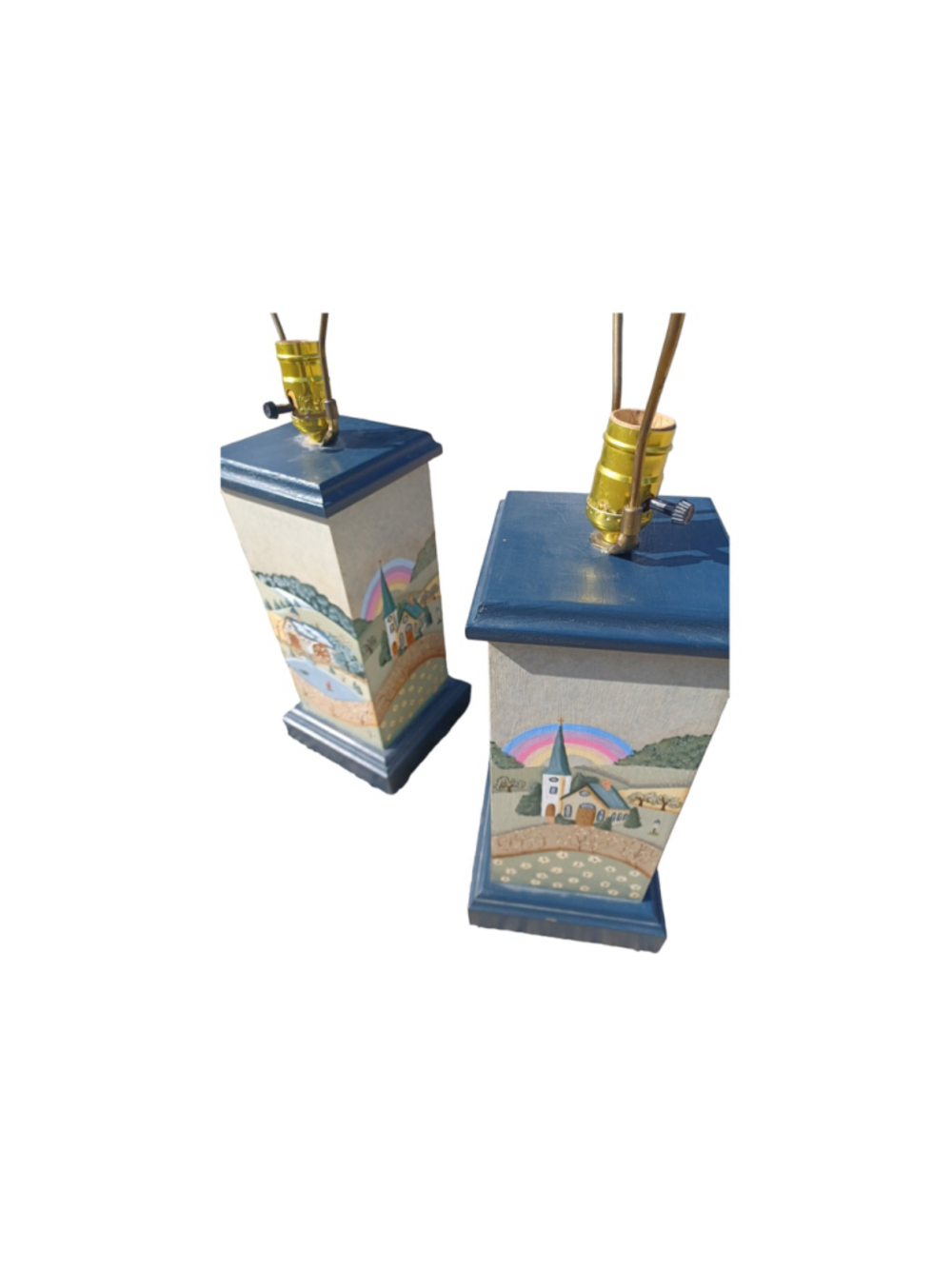 Folk Art Lamps handmade and painted signed